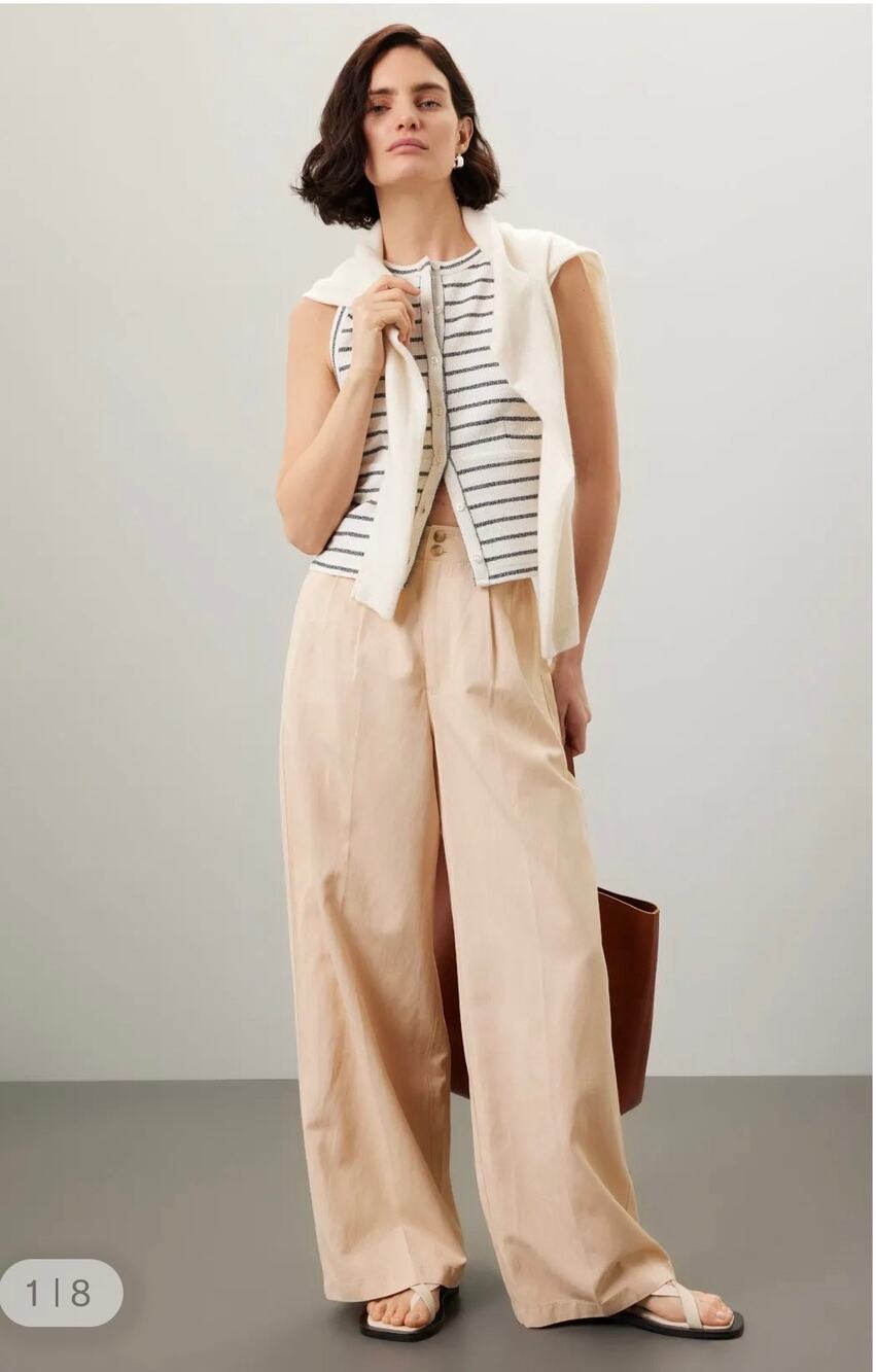 Madewell The Harlow Wide-Leg Pant Beige Tan Size 10 High Rise Pleated